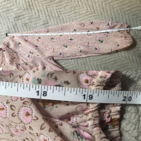 Blush Floral Boho  Mini Dress w/ Sleeves. - Picture 7 of 8